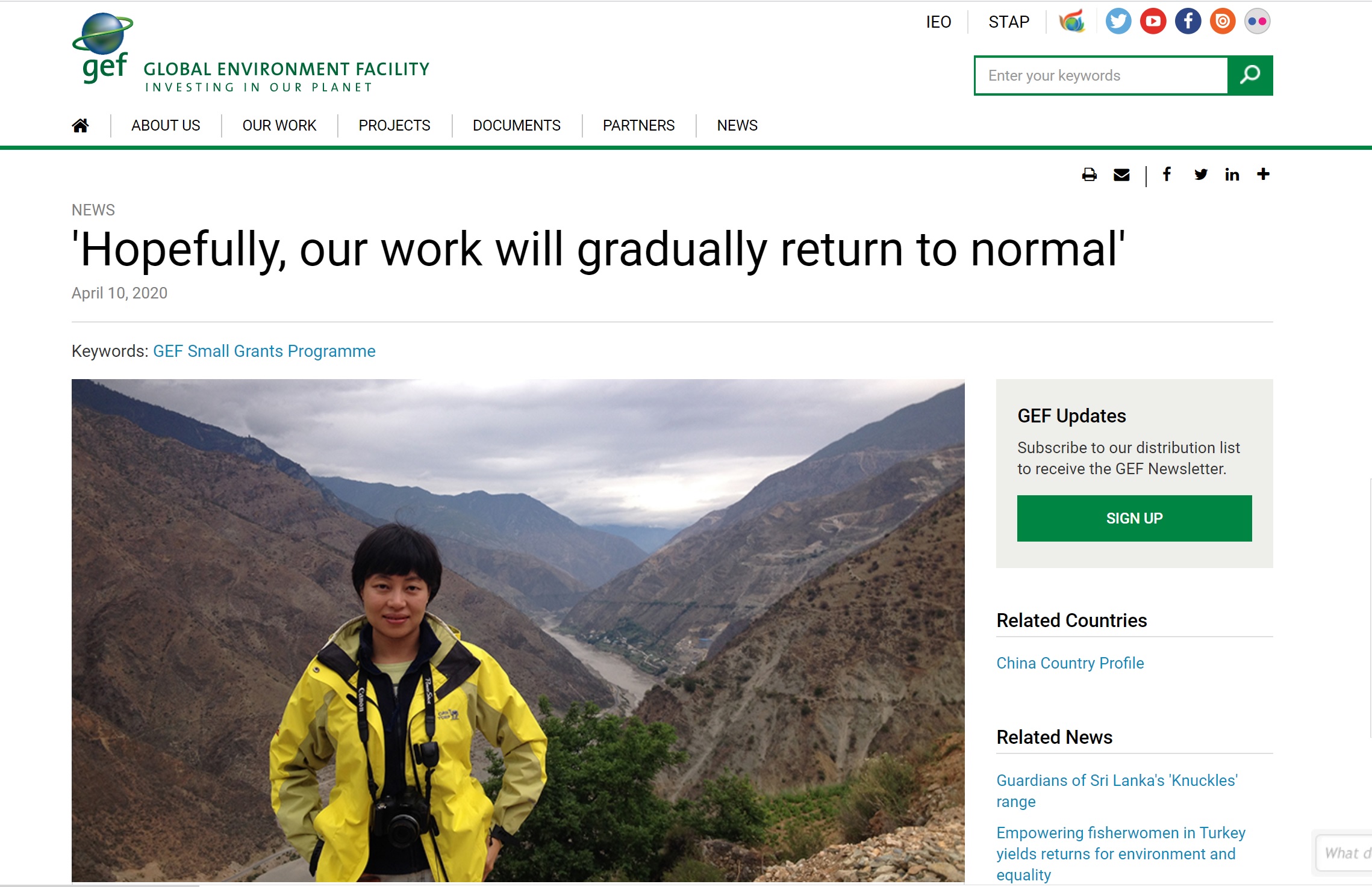 Yi Liu SGP National Coordinator in China on GEF Website